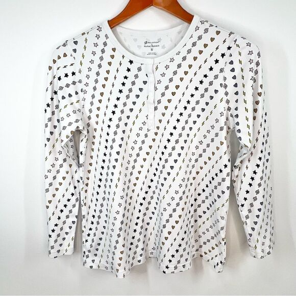 Peloton x Roller Rabbit Pajama Top Stars Lighting Bolt Peloton Logo Small - Picture 1 of 10